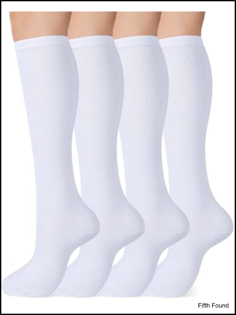 Knee High Cotton Socks 4 Pairs Long Dress Socks Elastic Fit